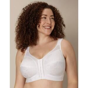 Playtex 18 Hour Front-Close Wire-Free Bra Flex Sleek & Smooth, White/grey 44D